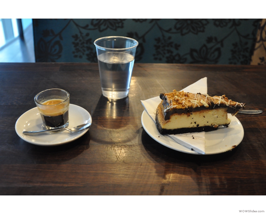 Coffee and cheesecake, quite literally to die for. Bea's of Bloomsbury's City of London outpost.