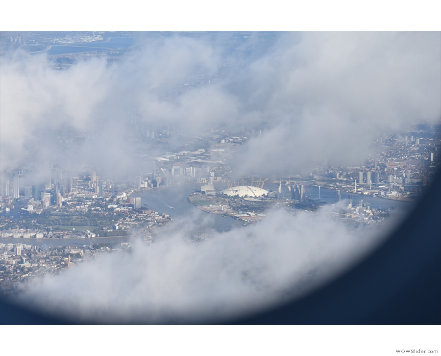 ... and past Docklands and the Millenium Dome...