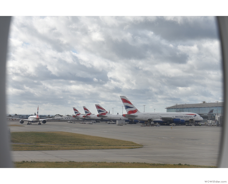 And here we are at Terminal 5, with its rows of British Airways planes.