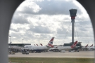 We turn left here, past a British Airways Boeing 747...