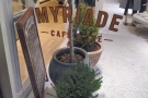 There aren't many external signs of Café Myriade & the A-board was hiding from the rain!