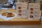 The counter starts with the food, in this case, waffles.