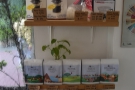 There's also a small set of retail shelves. You can buy all of Size S's coffee here.