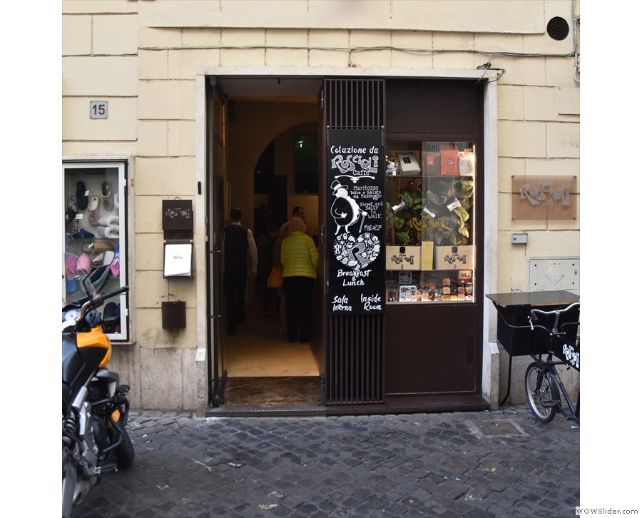 This is pretty much the full width (and height) of Roscioli Caffè, with the door on the left.