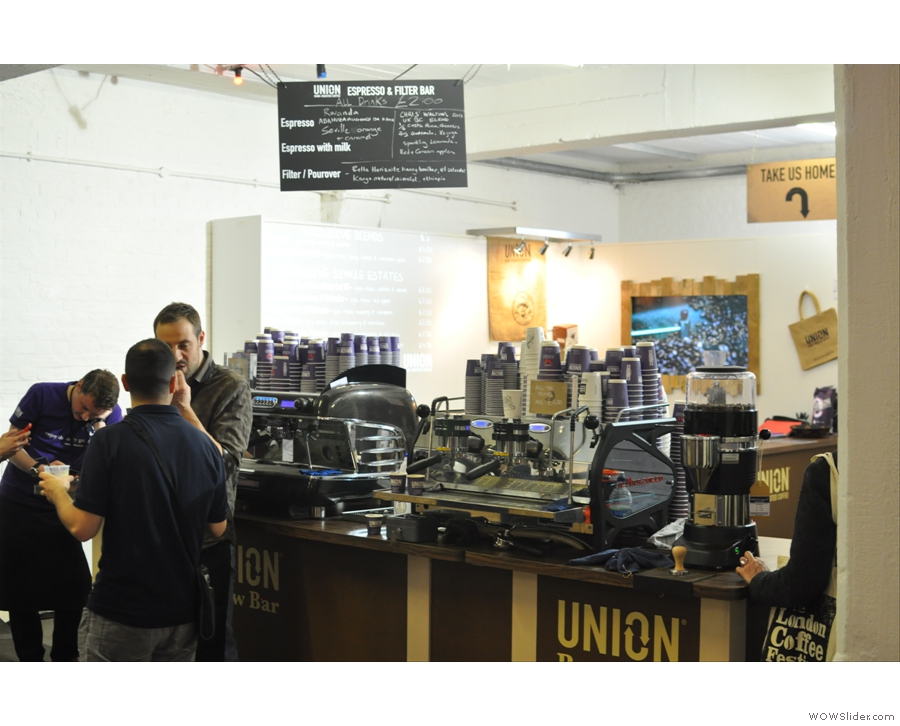 The Union Hand Roasted stand at the London Coffee Festival, which I covered as part of the second Saturday Supplement