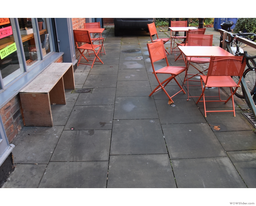 ... where you'll find a neat little outdoor seating area.