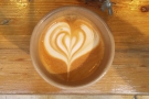 Lovely latte art, by the way, which, impressively...