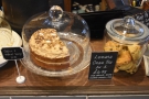 One of the many cakes on offer (next to a big glass jar of scones).