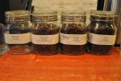 ... which is followed by the pour-over selection, displayed in glass jars.
