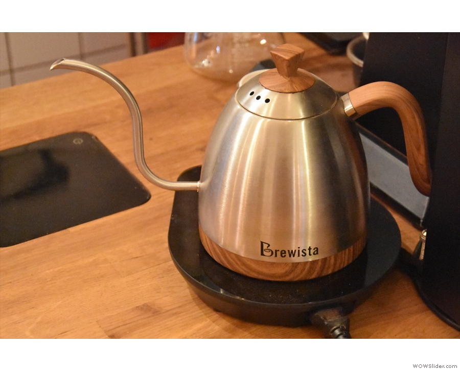 ... and kettle for the pour-over, above which...