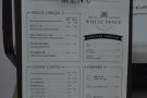 The menu, in detail. I like its simplicity.