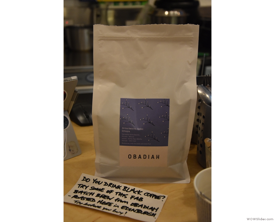 I, however, was going for filter and this naturally-processed Ethiopian from Obadiah.