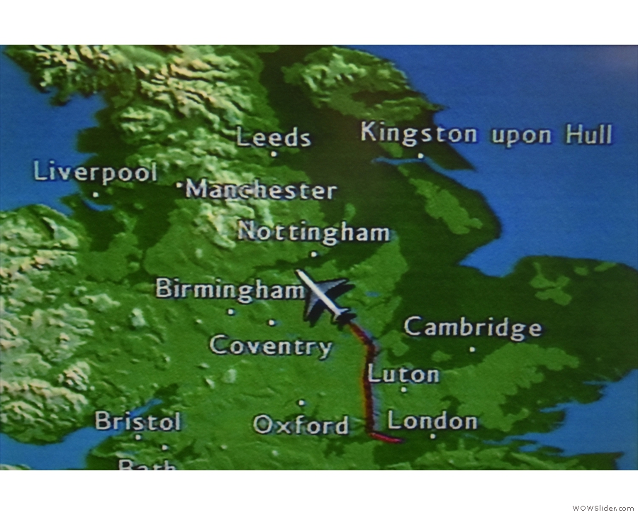 After a short while we turned again, flying northwest, heading directly for Manchester.