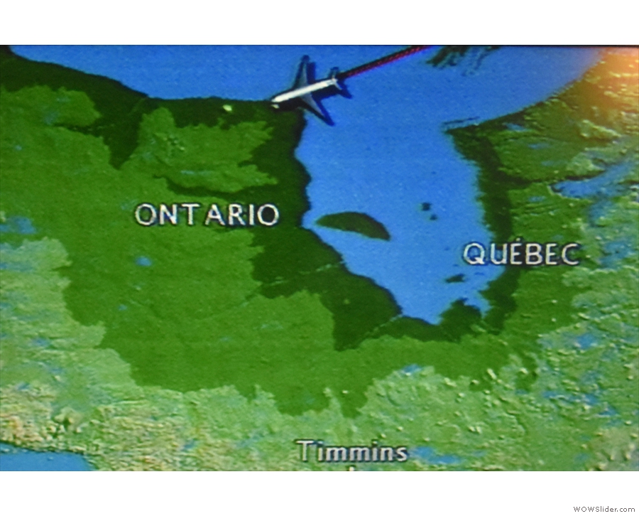 We flew back over Canada again at the northeastern tip of Ontario...