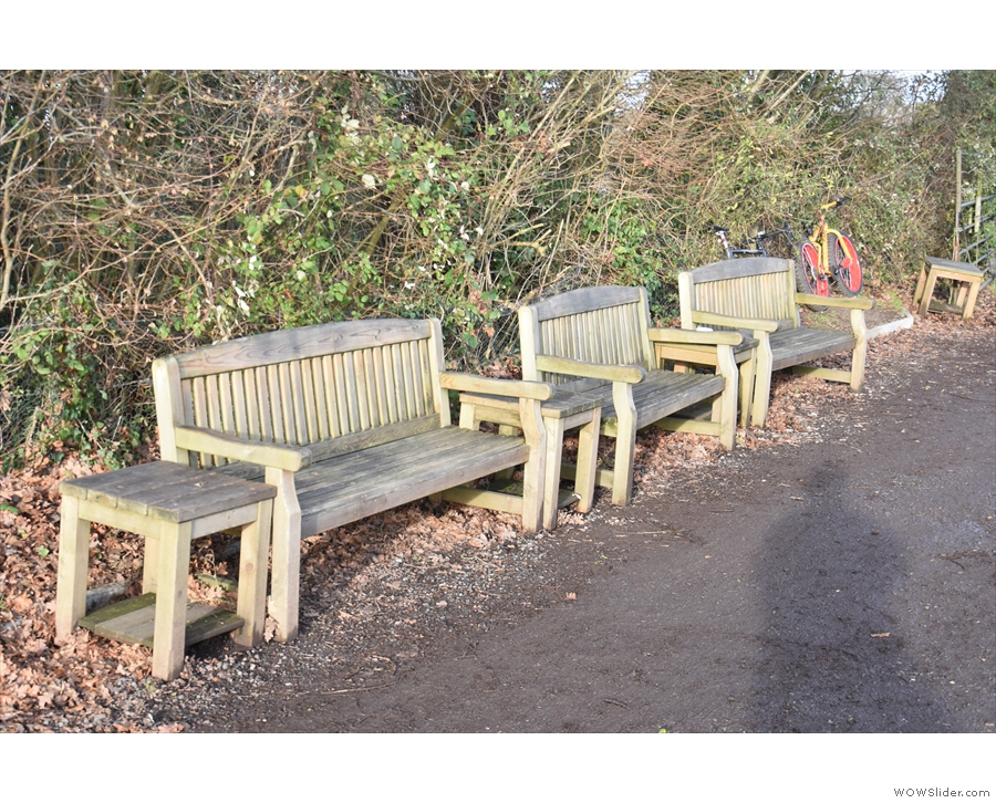 ... starting with these three benches opposite the shack.