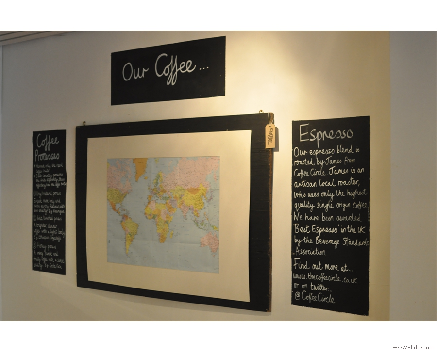 The map on the wall showing where the coffee was from was another nice touch.