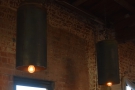 Finally, there were these tube-shaped lampshades hanging above the tables on the left.