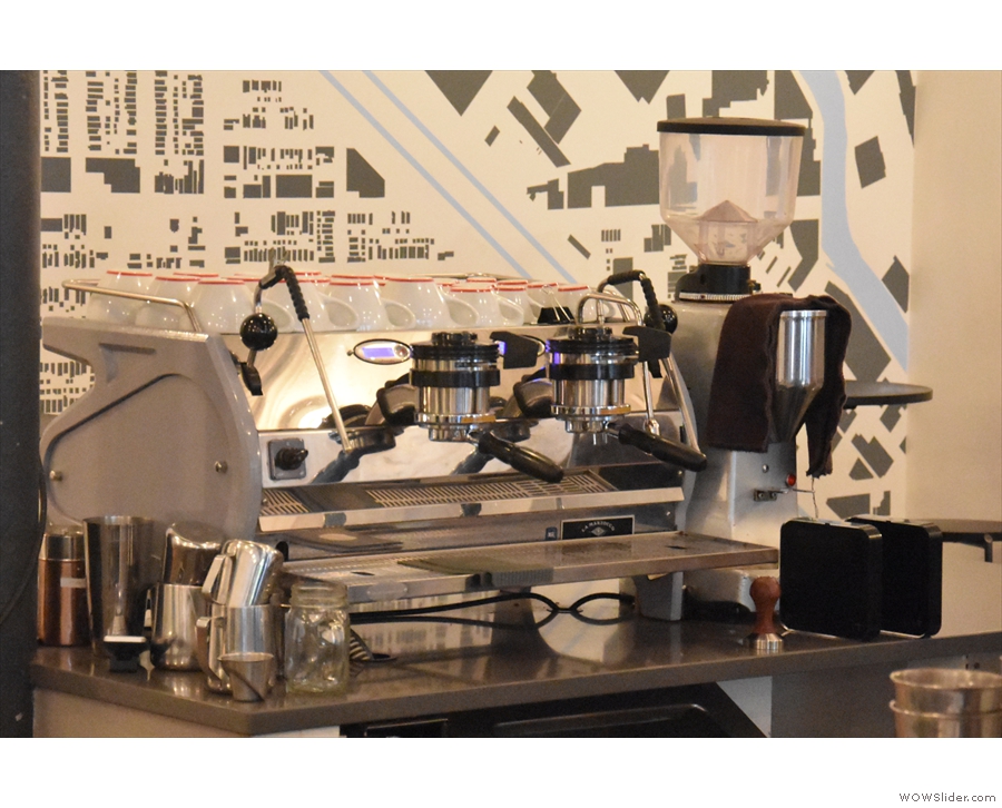 There's a second La Marzocco Strada at the far end of the counter.