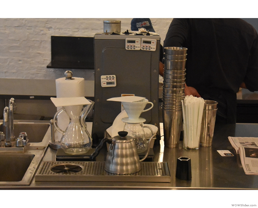 The pour-over's at the back. V60 is the usual method, but there's Chemex & Kalita Wave.