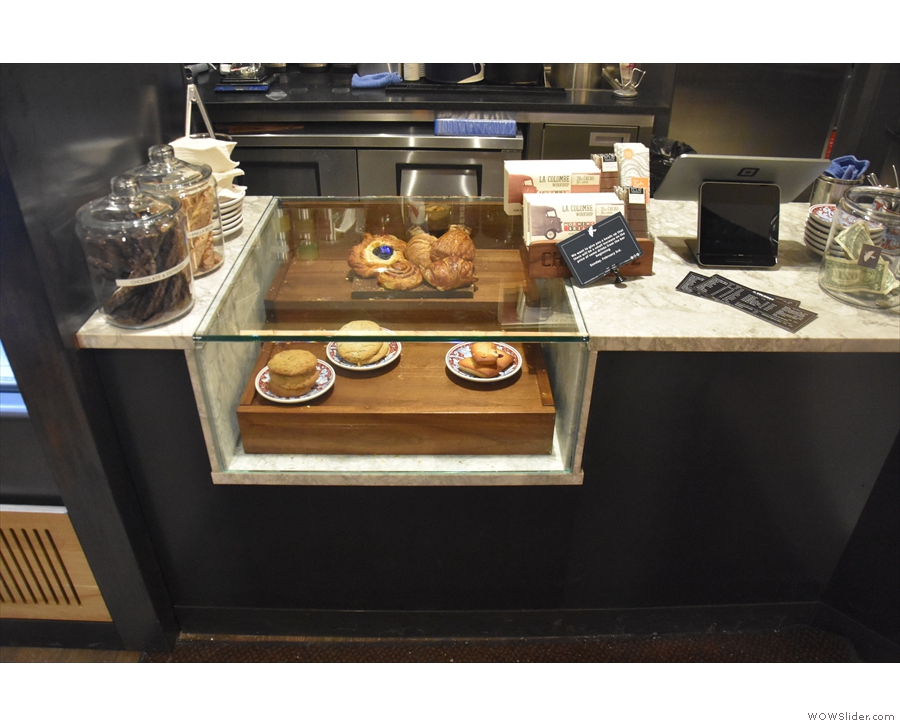... which are displayed in the glass case built into the counter.