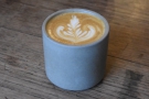 I started with a flat white in this lovely, handleless ceramic cup...