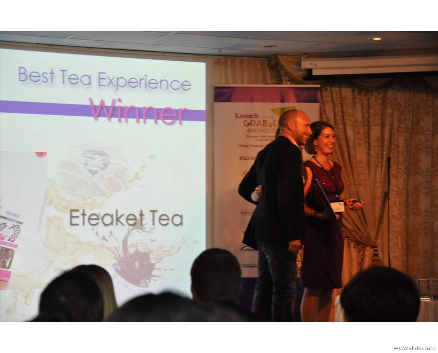 However, the winner was Edinburgh's Eteaket. Co-owner, Erica Moore, collects her award.