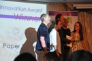 Finally, the Innovation Award went to Paper & Cup (nothing to do with me). Here a very happy team collects the award.