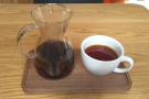 I had the Kenyan Karatina through the BeeHouse dripper, served, as it should be...