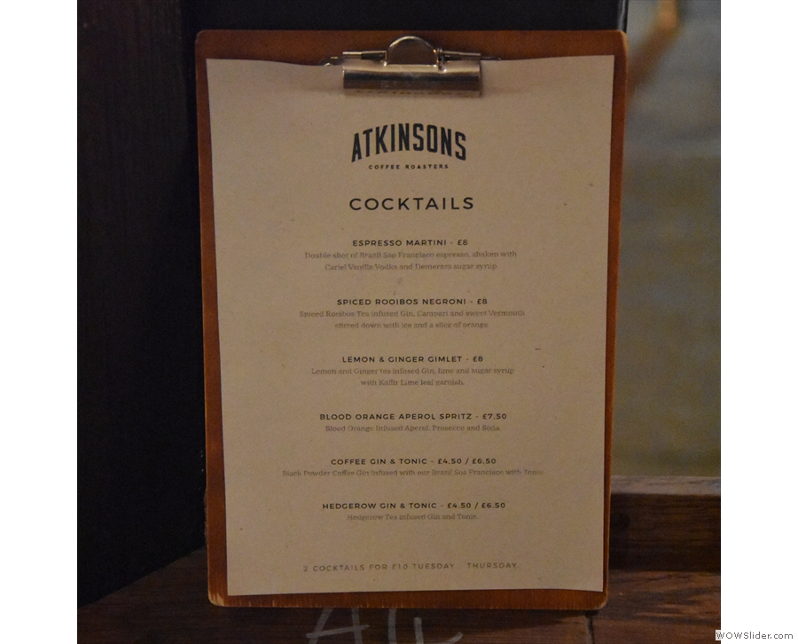 Talking of which, here's the full cocktail menu.