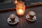 I'll leave you with our coffees, enjoying the candlelight.