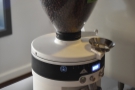 Step two, grind your coffee. The Mahlkönig EK-30 is used for the Revolver house-blend.