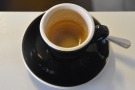 A sign of the crema's thickness: it's coated the sides of the cup all the way to the bottom!