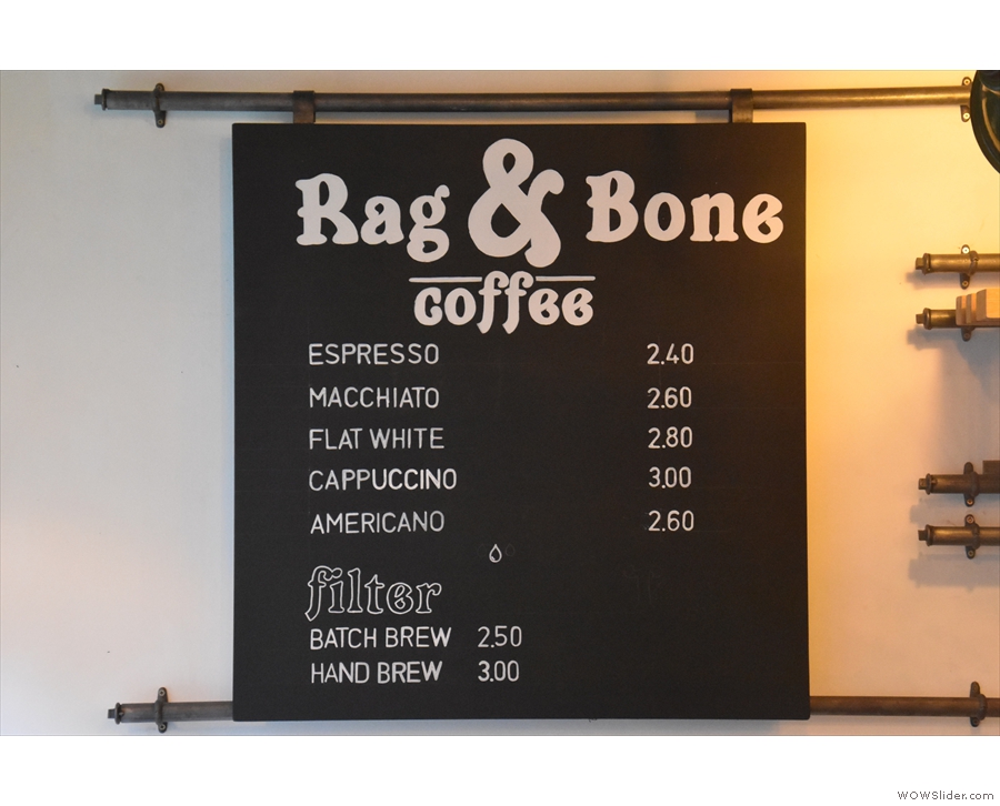 ... where you'll also find the menu on the wall to the left of the espresso machine.