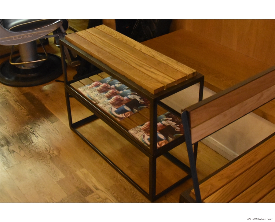 The tables, by the way, are neat, two-level affairs, the lower level used for storage.