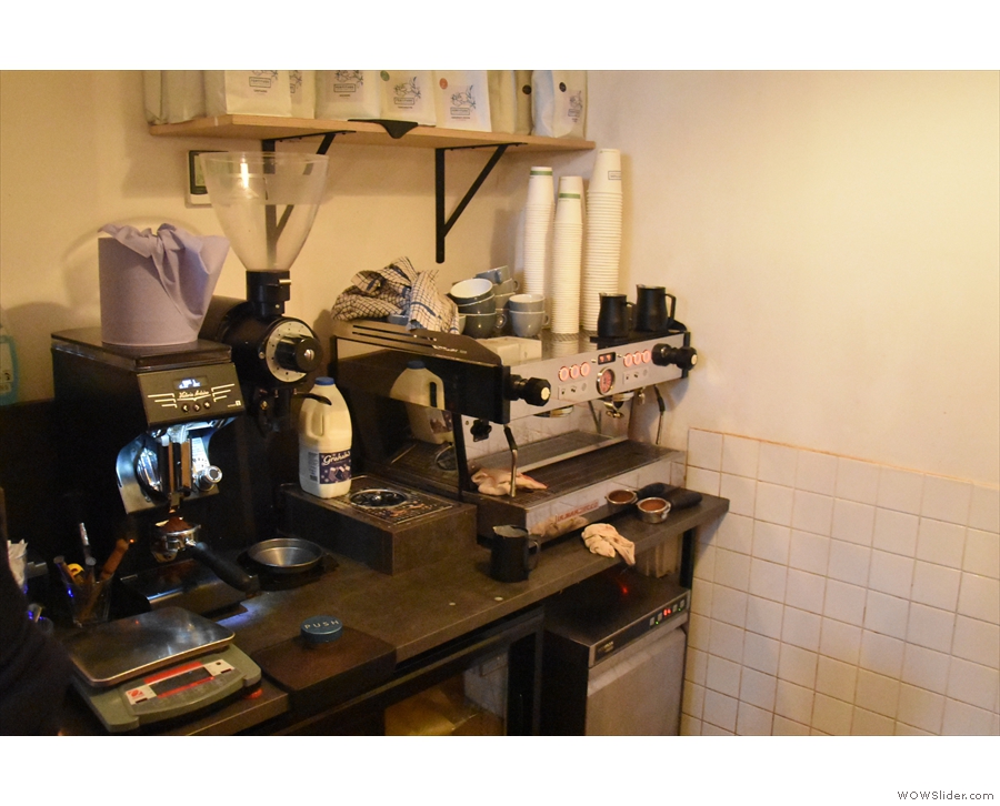 ... although the La Marzocco is still tucked away in the corner!