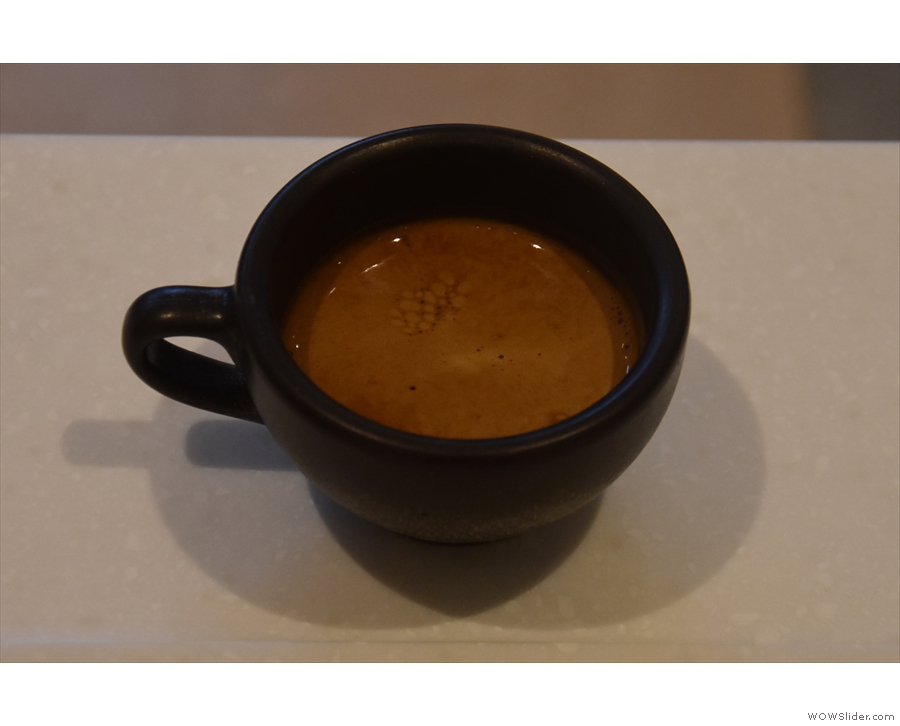 ... so I brought my Kaffeeform cup for my single-origin espresso, a washed Ethiopian.