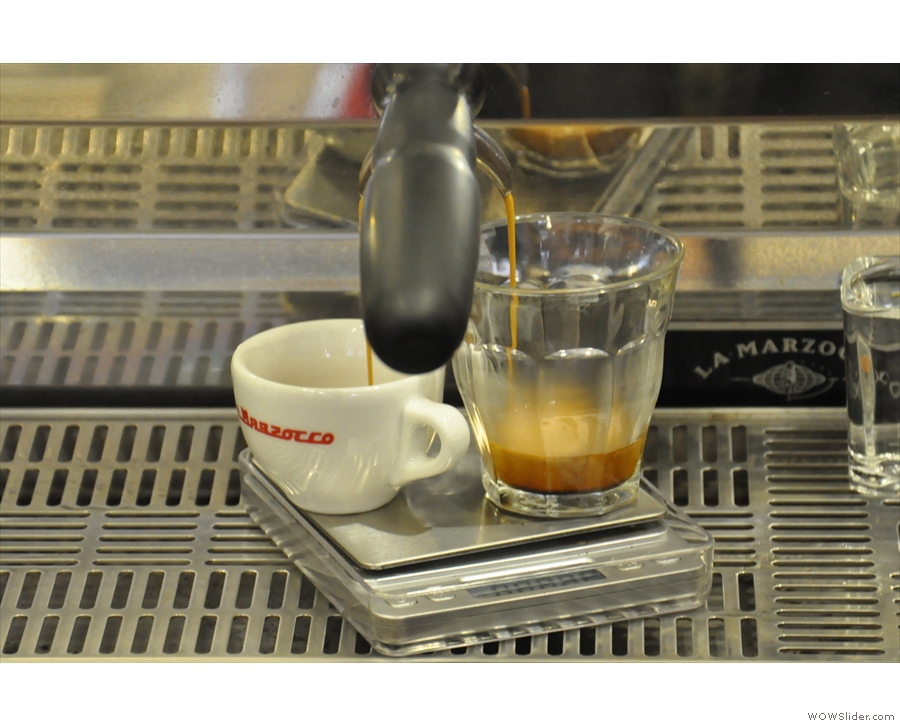If you love watching espresso extracting, definitely sit at the counter!
