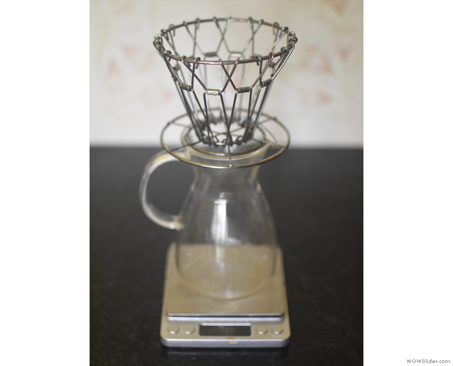 And here it is, set up in the classic V60 cone shape. Take a closer look, though.