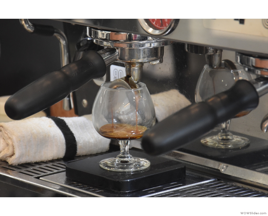 I love watching espresso extract, especially into glass.