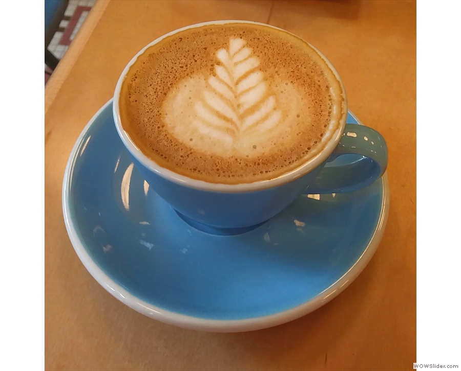 Turning to the coffee, on my first visit last year, I had a swift flat white...