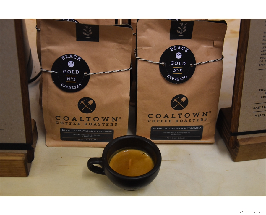 ... and here's my first taste of Coaltown coffee: the classic  Black Gold as an espresso.