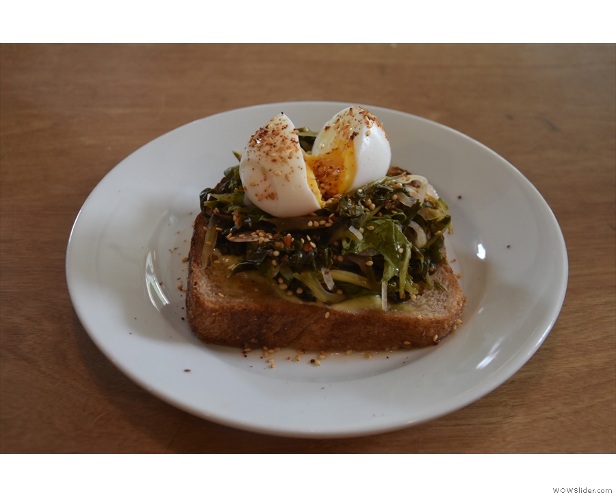 I followed that with lunch: pickled greens on toast, which was excellent.