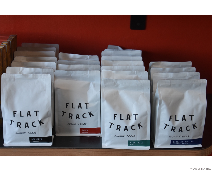 Finally, there's coffee for sale from Flat Track in Austin, Texas...