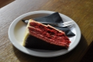 ... and finished it off with a slice of red velvet cake.