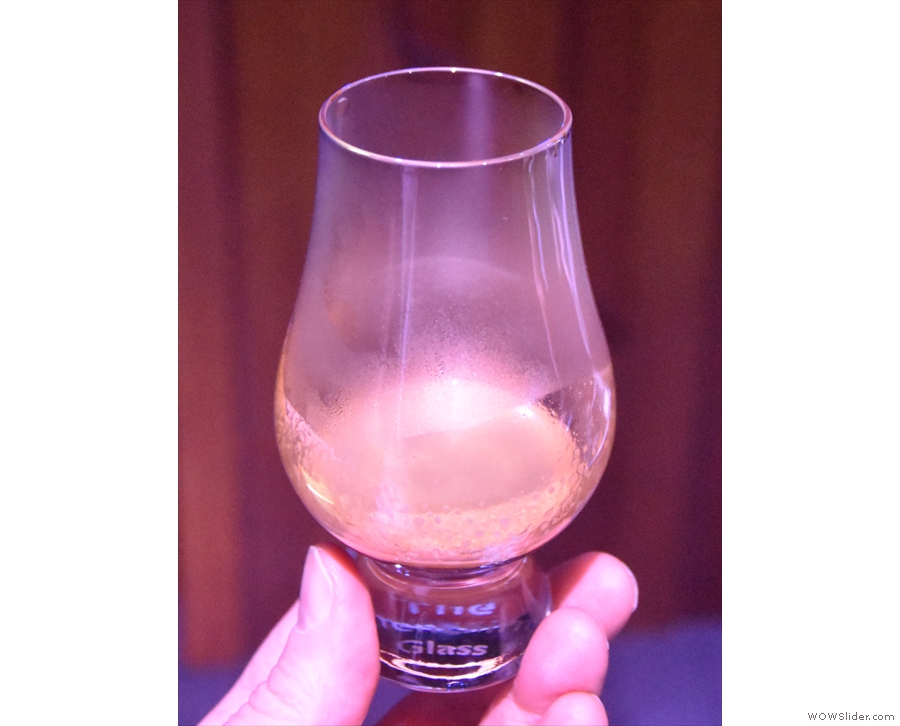 As a reward, we got a shot of the espresso in a whiskey nosing glass.