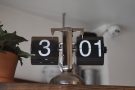 ... and by the old school digital clock above the counter.
