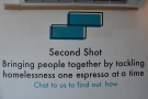 ... where you'll find Second Shot's mission statement on the wall over the bench.