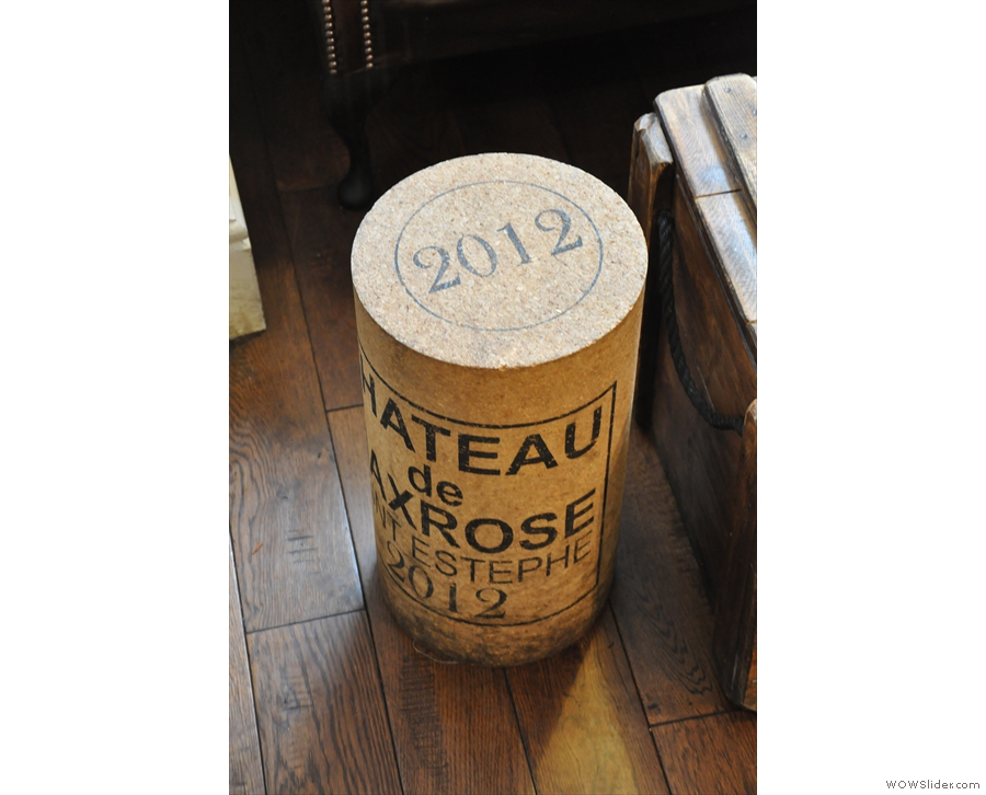 I loved the giant wine corks/stools. There's one on the other side.