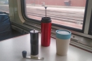 ... for carrying hot water! Here it is, looking out of the window with my Travel Press.