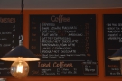 Finally, between the toasties and the tea, the all important coffee menu.